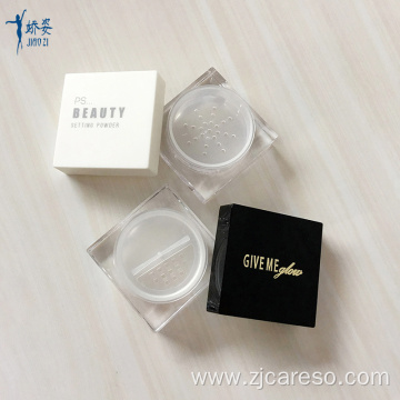 Empty Small Matte White Square Loose Powder Case